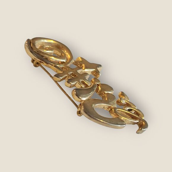 Typing Symbols Vintage Gold Brooch Pin Teacher English Star - Picture 5 of 8